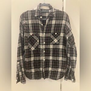 Fob Factory Japan Mens Plaid Check Slim Fit Shirt Mens Sz M 2 USED